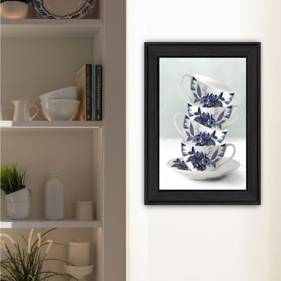 «Tea Tower (Blue)» par House Fenway, reproduction encadrée prête à accrocher, cadre noir