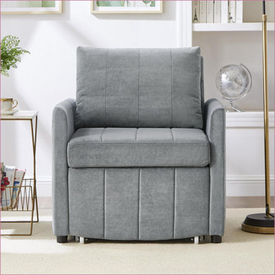 Sofas Convertible Sleeper Sofa Bed with 5-Position Backrest, Side Pockets, Storage | Grey Chenille