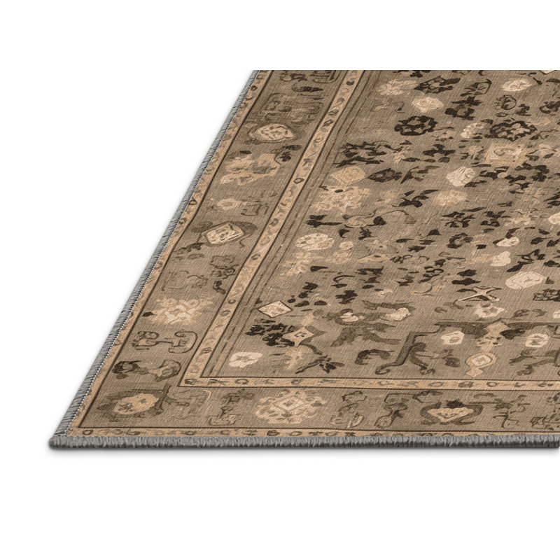 Tapis gris français lavable à la machine, Carré 7 pi