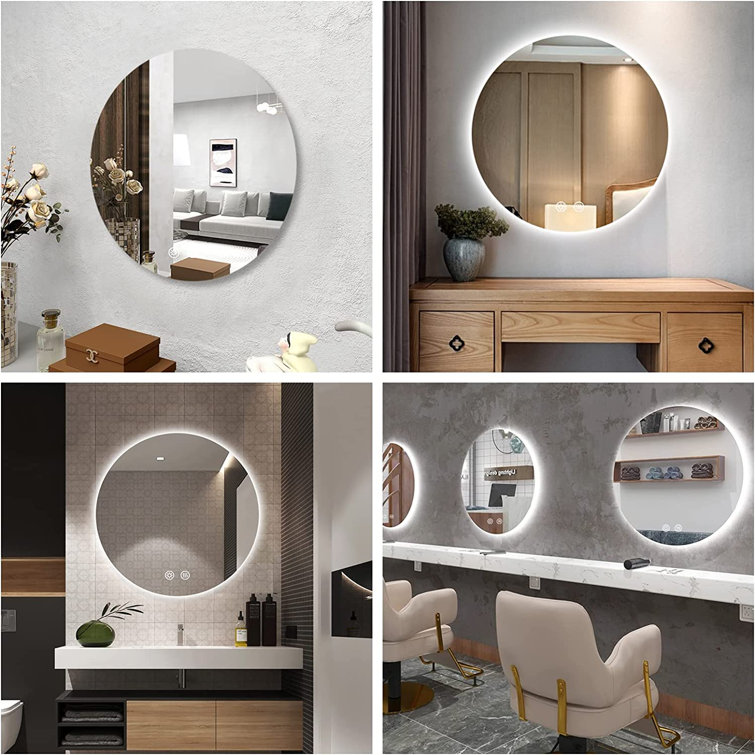 Modern & Contemporary Lighted Fog Free Round Bathroom / Vanity Mirror