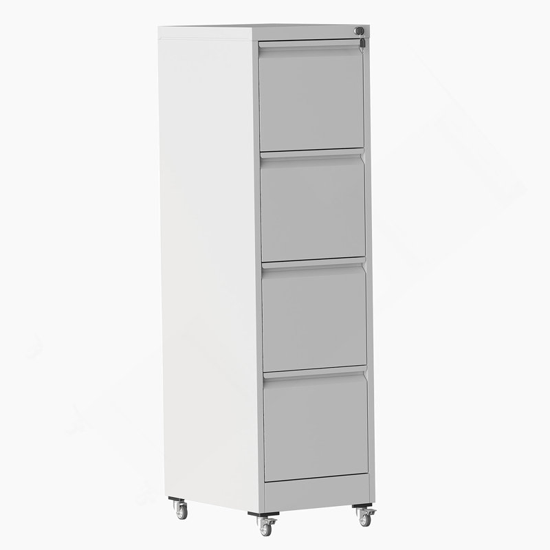 Classeur mobile verrouillable à quatre tiroirs en métal pour une organisation améliorée dans la maison et le bureau, Blanc