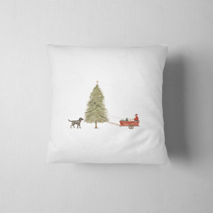 Christmas Tree Hunt White Holiday Pillow Cover