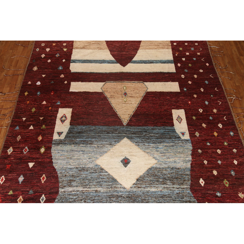 One-of-a-Kind 10'2'' x 13'9'' New Age Rectangle Wool Area Rug in Beige and Red