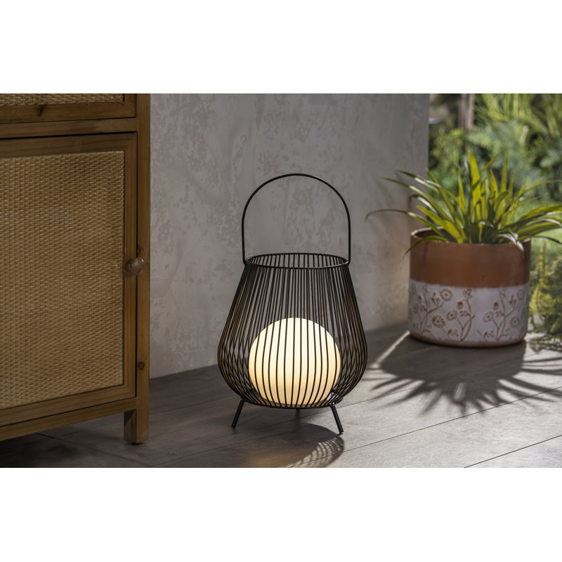 9.65 In H Metal Wire Lantern With Solar Ball And Handle