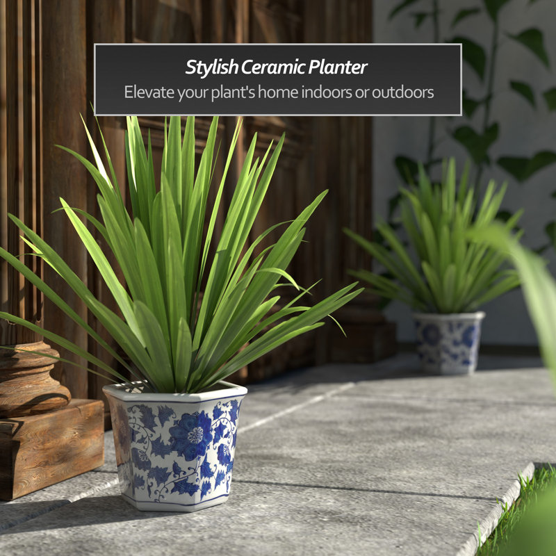Ceramic Planter, 6.25" H x 8" W x 7" D