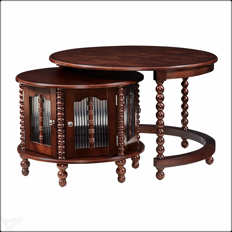 Table basse vintage rétro avec six portes décoratives en forme de bambou et pieds rétro perlés