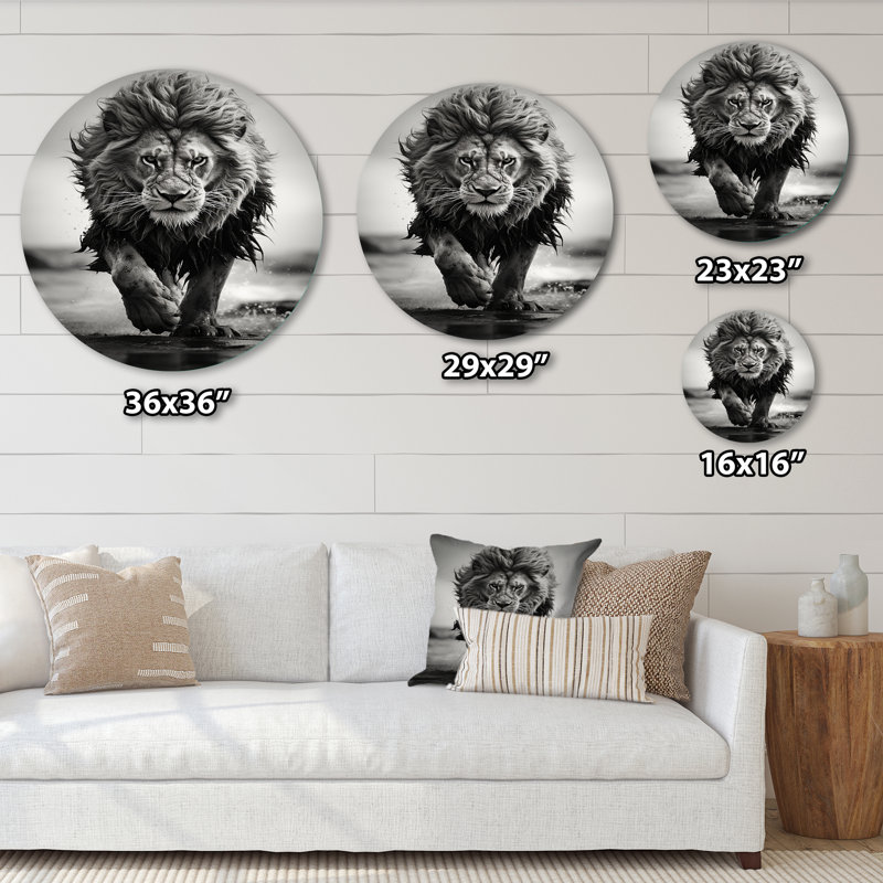 MIGEL - Art animalier rond en métal, H 36 po x l 36 po x P 1 po