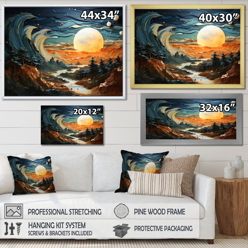 Earth Jupiters Jewel the Galaxy I - reproduction, H 34 po x l 44 po x P 1,5 po, Encadrement doré
