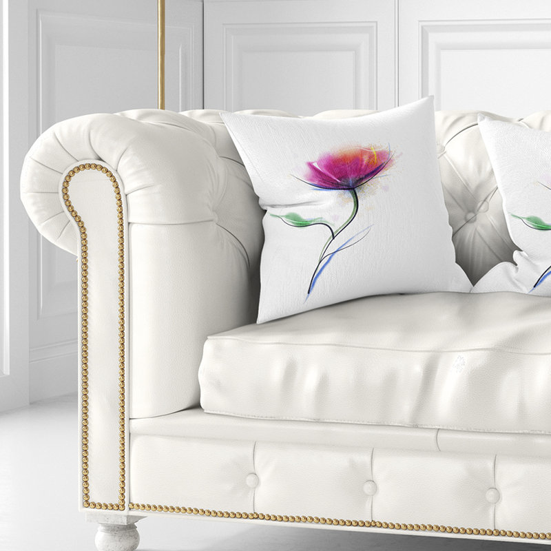 Dessin floral d'aquarelle - oreiller imprimé floral, 16 po x 1 po, Coussin décoratif