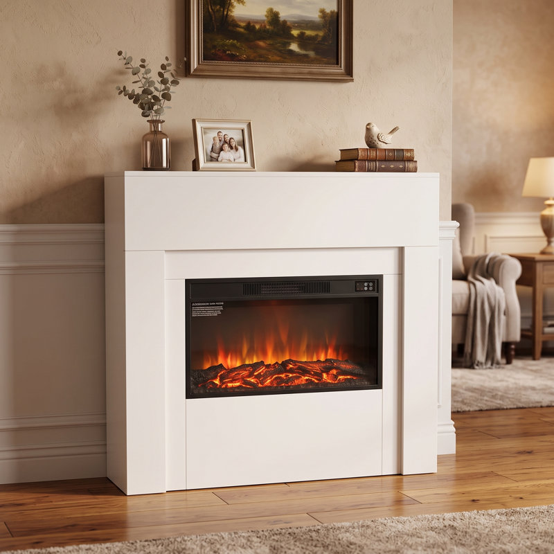 Wrought Studio 47.24 " W White Electric Fireplace with BTU 4800