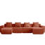 Canapé d'angle modulaire 4 places sans structure, design épuré en velours rouge, passepoil à bords français, aucun assemblage requis, coussins décoratifs inclus, confortable pour se détendre, coussins en velours en forme de U et poufs amovibles, espace généreux