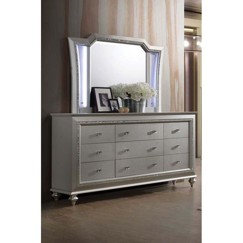 Commode 9 tiroirs Narron, Champagne