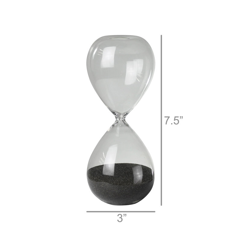 Hedberg Hourglass, Black, 8" H x 3" W x 3" D, 1
