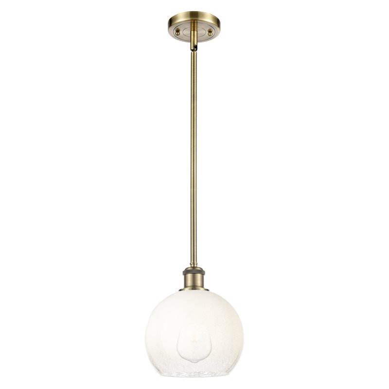 Mini luminaire suspendu à tige 1 lumière 8 po Ballston - Lamorteau, Opale, Laiton antique