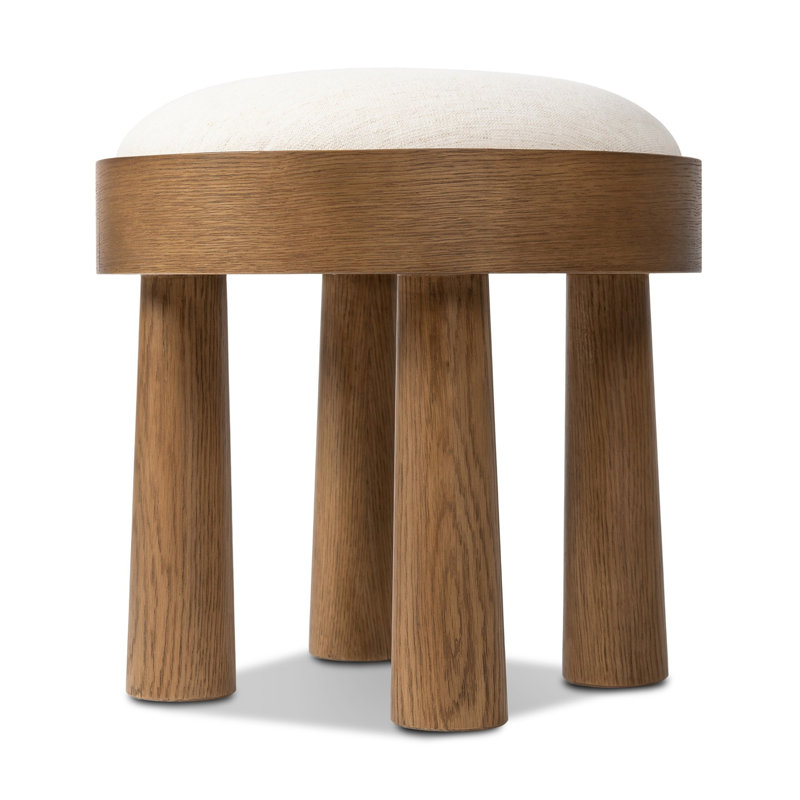 Tabouret d'appoint en bois massif Amren, Crypton Nomad Snow, Chêne chaud