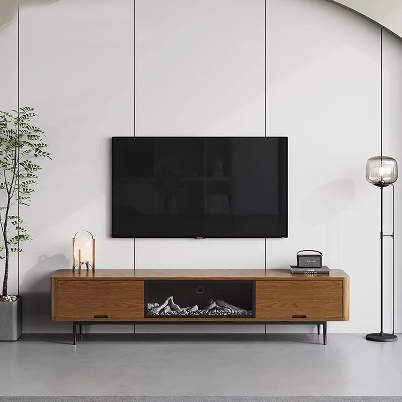 Simulated Flame Electronic Fireplace TV Stand, 19.69" H x 78.74" L x 15.75" W
