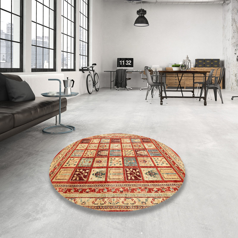 Tapis beige / rouge Bowerston, Rond 3 pi