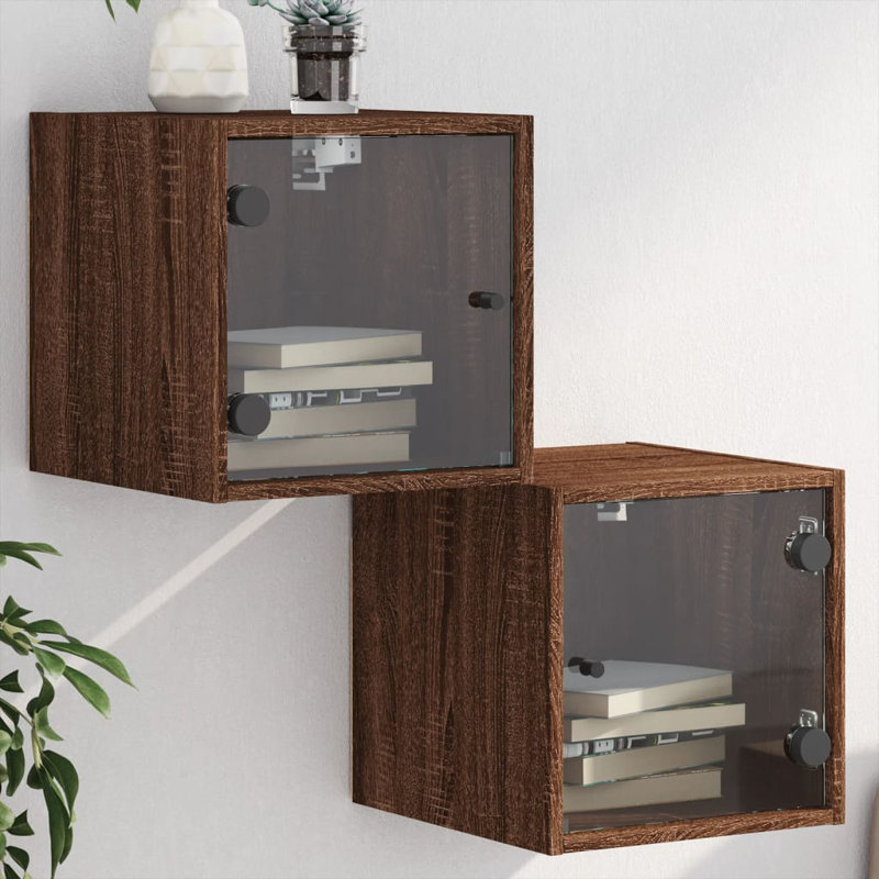Masir 35cm W Manufactured Wood Bedside Table, Brown Oak, Individual