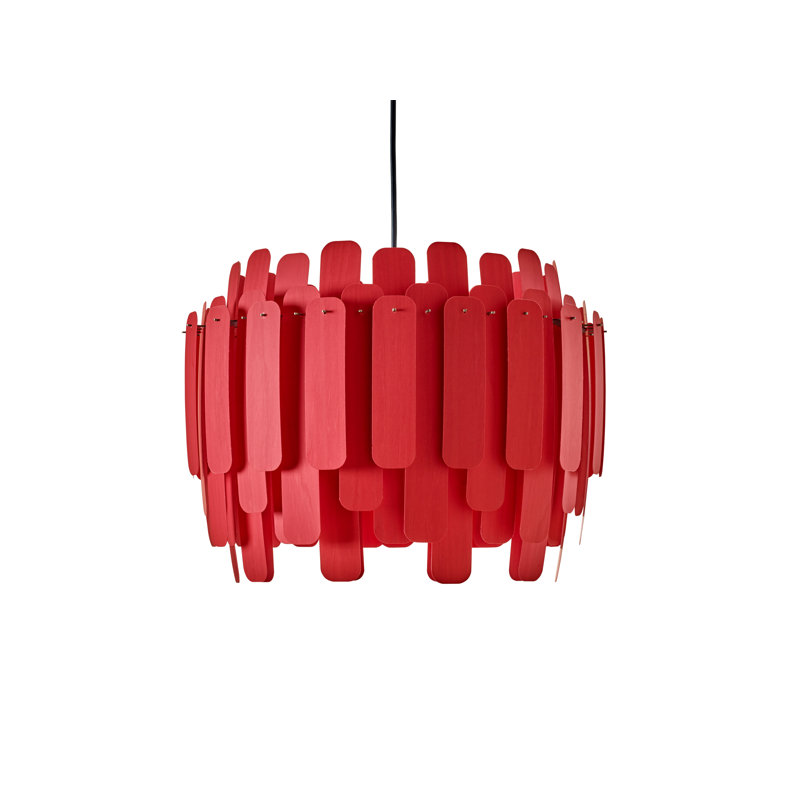 Luminaire suspendu géométrique unique à 1 lumière Maruja, Rouge, Noir mat, E26