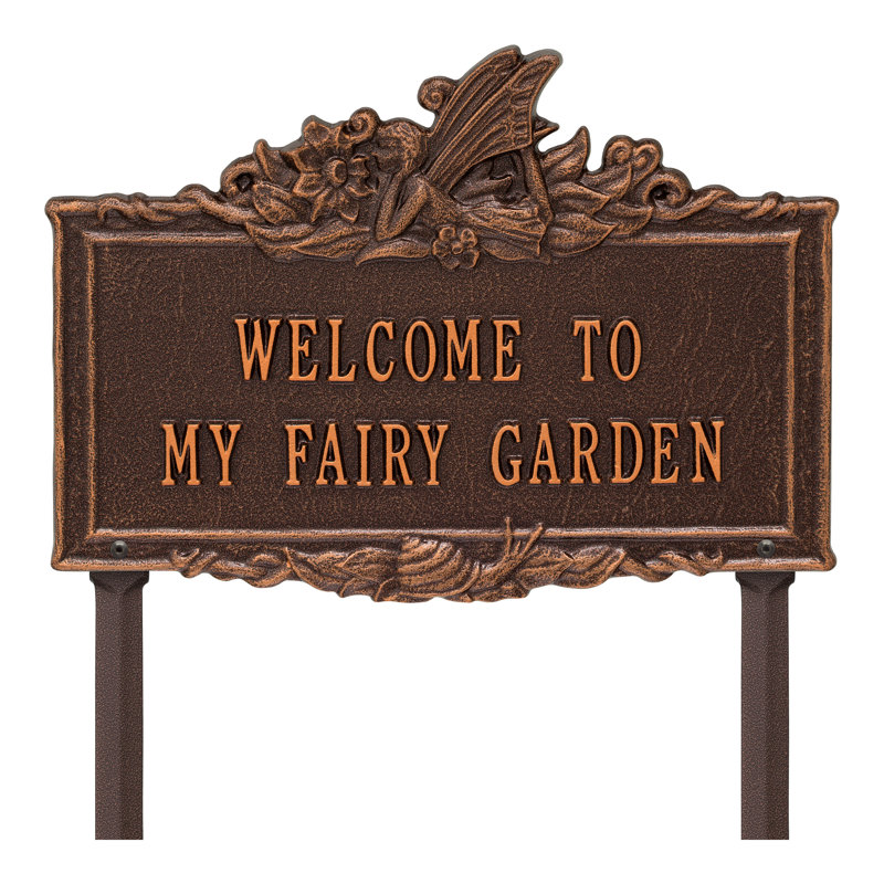 Welcome to My Fairy Garden Sign, Antique Copper