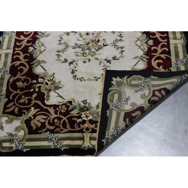 Tapis oriental ivoire / brun en laine noué à la main Trygve 8 pi x 10 pi Trygve