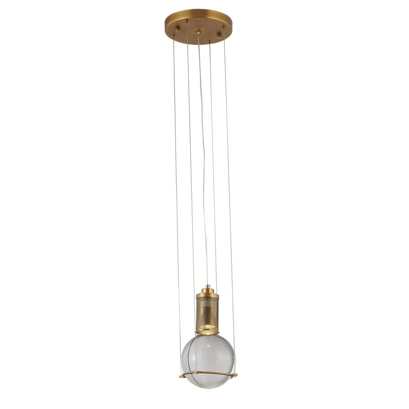 Luminaire suspendu industriel en forme de boule de cristal 1 lumière