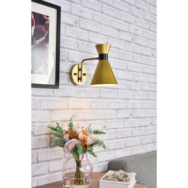 Diniz Armed Sconce, Black  Light Brass