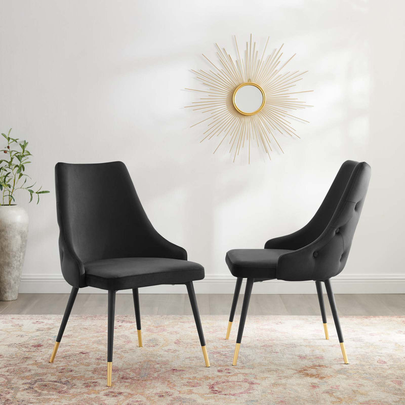 Adorn Button-Tufted Velvet Dining Chair, Black