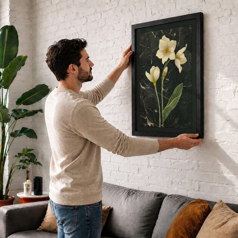 Daffodils on Stone Botanical - Framed Print, Unframed, A4 - 29.7 x 21.0 cm