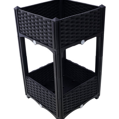 Jardinières surélevées pour l'extérieur - noir, trou de drainage de 15,7 po x 15,7 po x 27,7 po pour rehausser votre jardin avec des légumes, des fleurs et des herbes