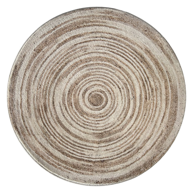Hedon Machine Woven Beige Indoor Rug, Round 150cm