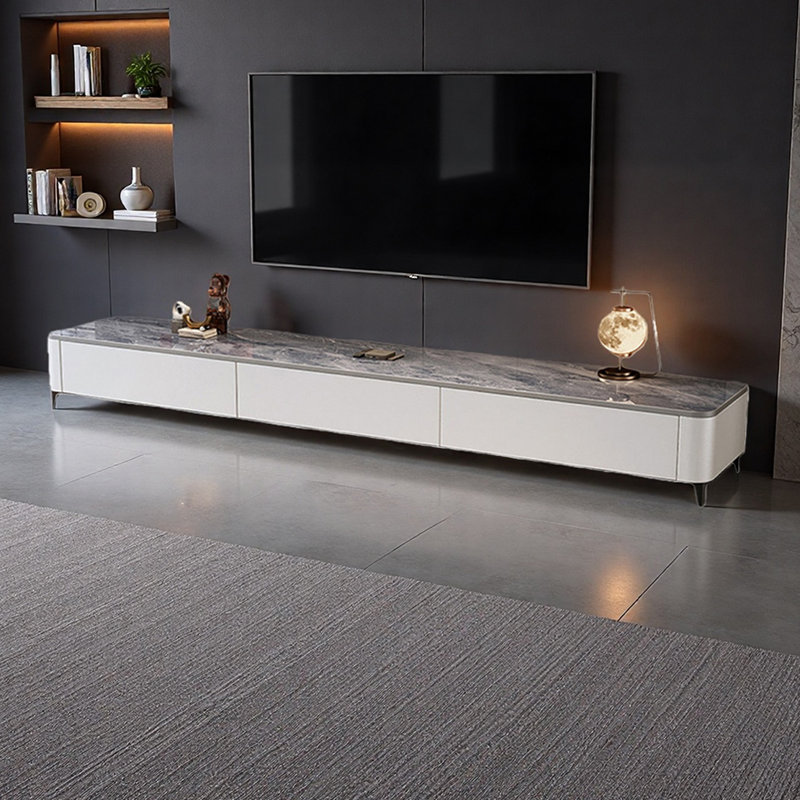 Meuble télé Modern Luxury, Blanc / noir / gris, 15.35"H x 78.74"L x 11.81"W