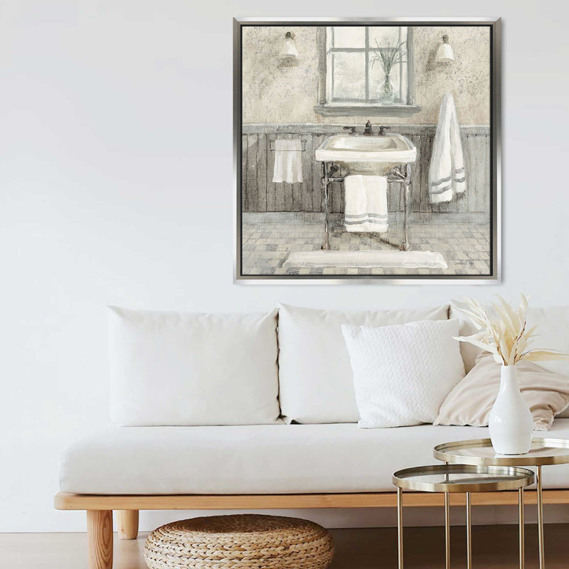 "Victorian Sink I Neutral" par Danhui Nai, reproduction sur toile dans un cadre flottant, H 21,5 po x l 21,5 po