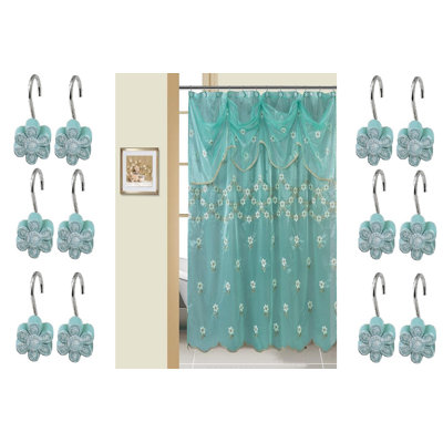 Decorative Shower Curtain Set Firminia Aqua