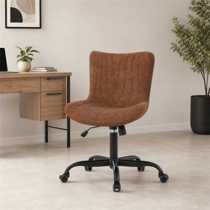Chaise de bureau multifonctionnelle en cuir polyuréthane avec pivot à 360 °, Brun