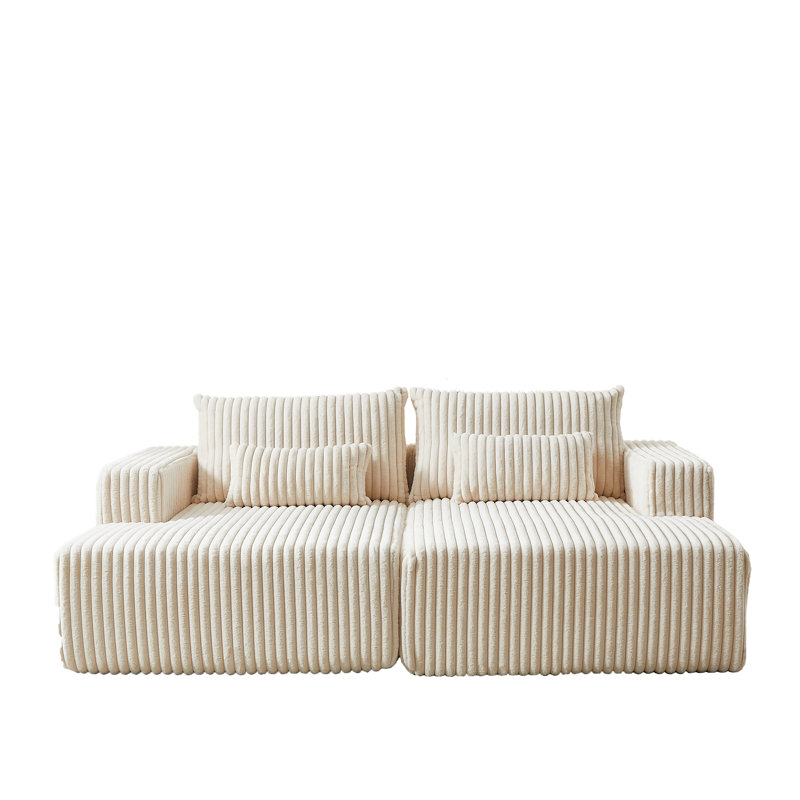 Canapé modulaire luxueux et confortable en velours côtelé, Velours côtelé beige