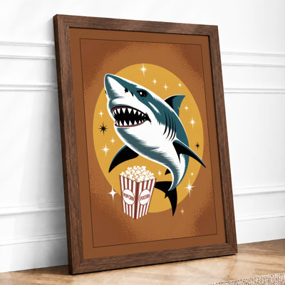 Shark and Cinema Graphic 1 Piece Single Picture Frame Wall Art