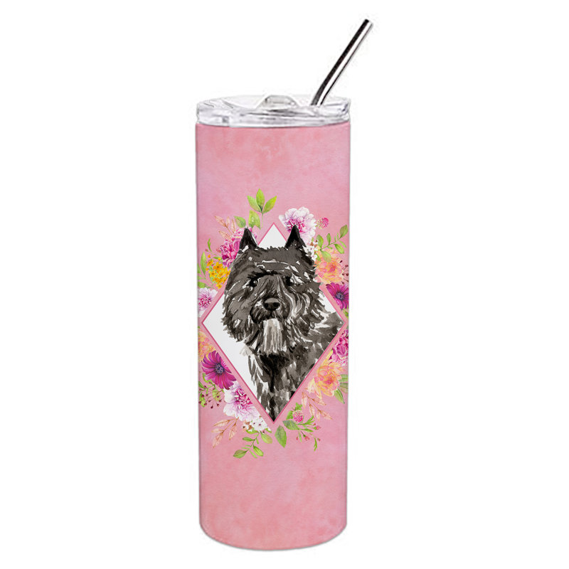 E23BF9F8391D466E9CA4F8DFEBD9A7DB de verre 20 oz à double paroi en acier inoxydable chiot, Bouvier des Flandres, Rose