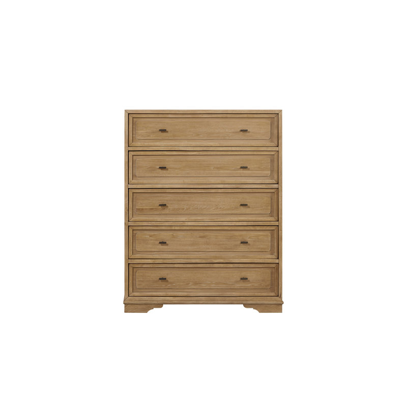 Hickory 5 Drawer Chest -Cashew, Tan