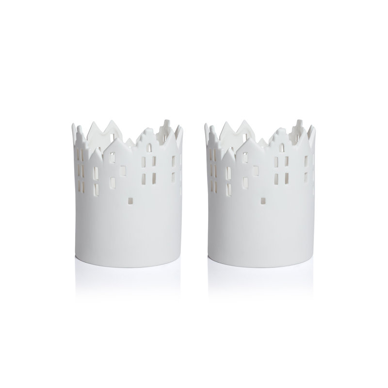 Ensemble de 2 ouragans ou jardinières en céramique Skyline, supports décoratifs, ensemble de 2, H 7 po x l 5,5 po x P 5,5 po