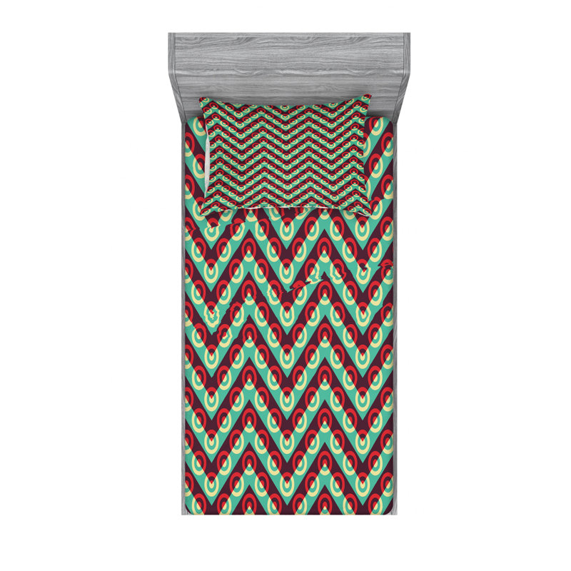 Microfiber Chevron Sheet Set, Twin XL Sheet Set with Fitted Sheet