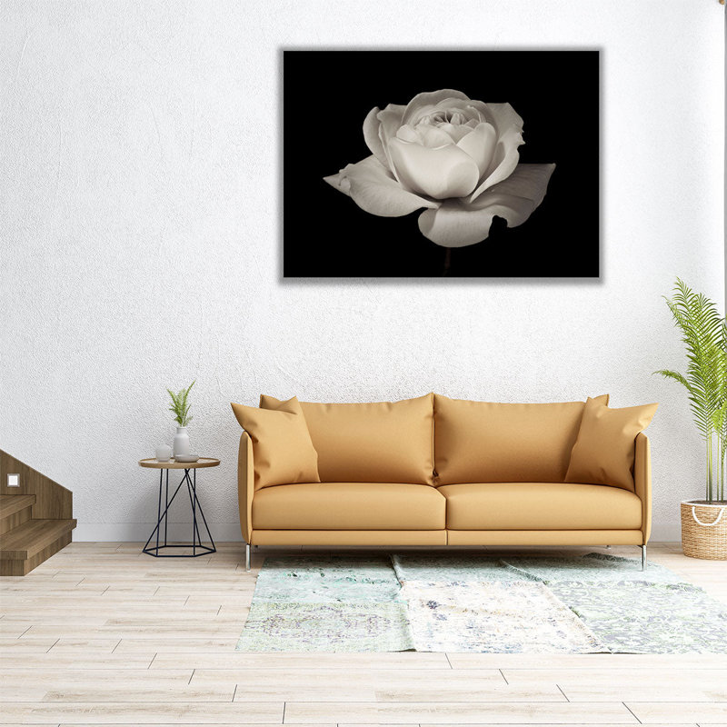 Gros plan sur une fleur de rose blanche - Impression sur toile, H 30 po x l 40 po
