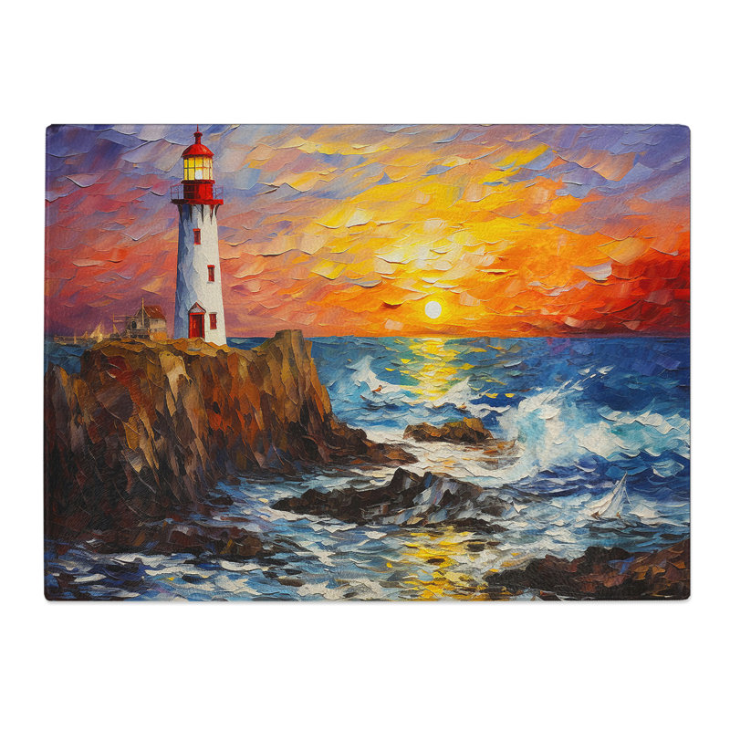 Lighthouse Palette Knife  Glass Chopping Board