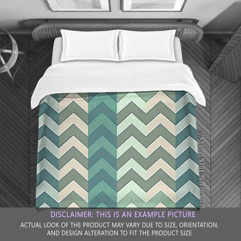 Checkered Comforter, Twin Extra Long Comforter, Blue/Green Chevron