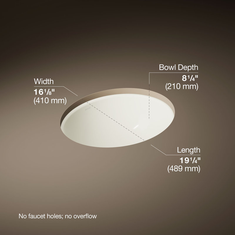 Caxton Ceramic Oval Undermount Bathroom Sink, Biscuit