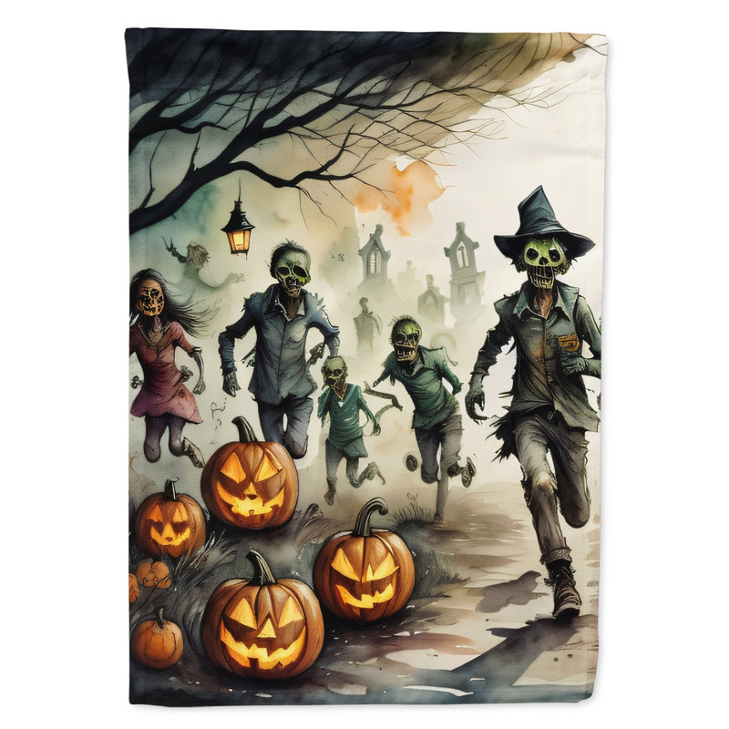 Double Sided 40'' H x 28'' W Polyester Halloween House Flag