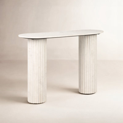 Isadora Marble Console Table With Fluted Column Base