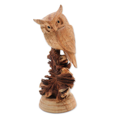 Figurine en bois perché hibou Astoria