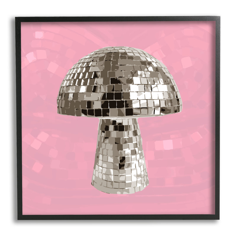 "Rose" en forme de boule disco encadrée sur bois par Lil 'Rue, impression, Giclée encadrée noir minuit, L 12 po x H 12 po