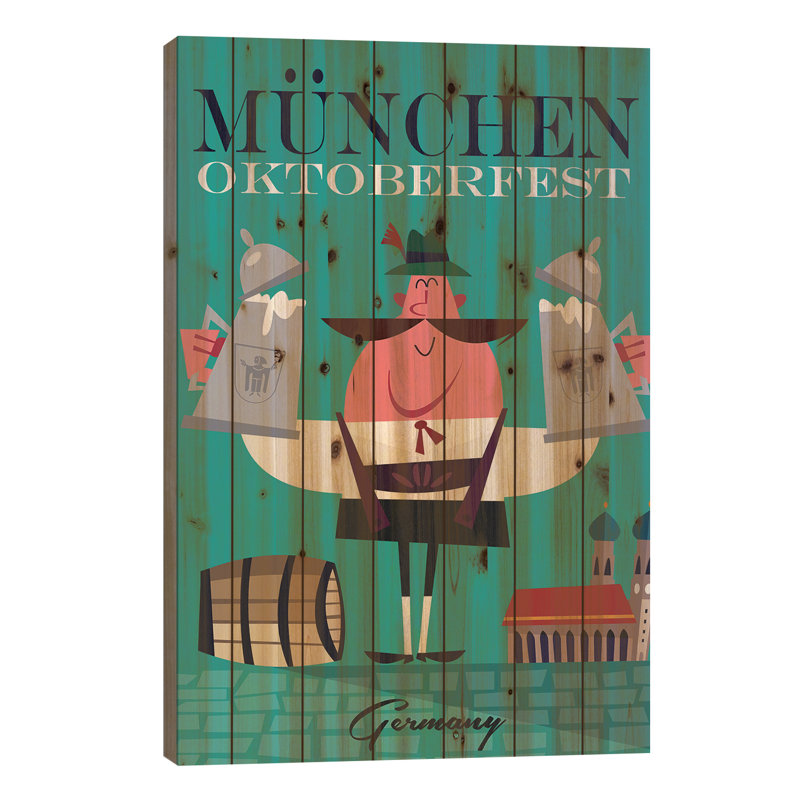 Henretty Munchen Oktoberfest - impression sans cadre sur bois, H 40 po x l 26 po x P 1,5 po